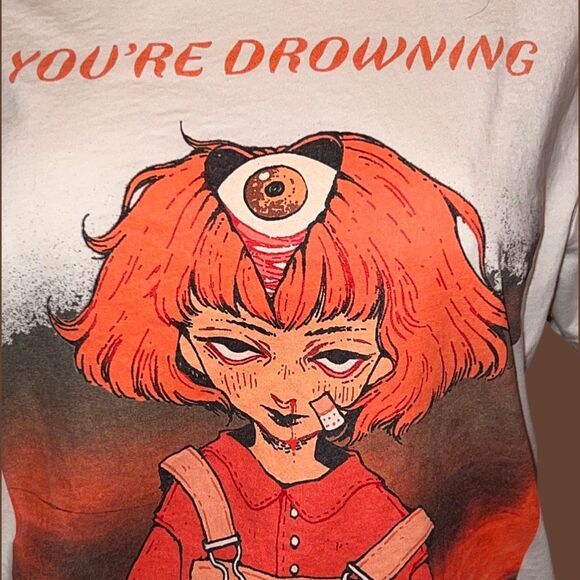 Bella & Canvas You're Drowning Short Sleeve Graphic T-Shirt Cream XL - Picture 2 of 4